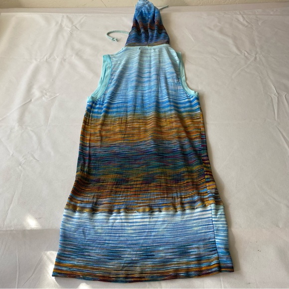 Moi Moi Beach Pool cover up hoodie deep v sweater medium Multi color stripes - Picture 6 of 8